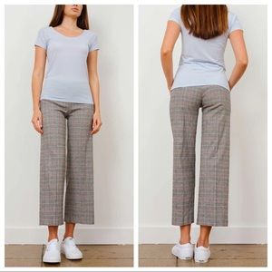 Avenue Montaigne Alex Pants Glen Plaid Wide Leg Cropped Gray Size 4